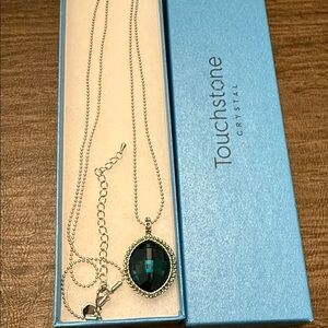Touchstone Crystal green light pendant Necklace
